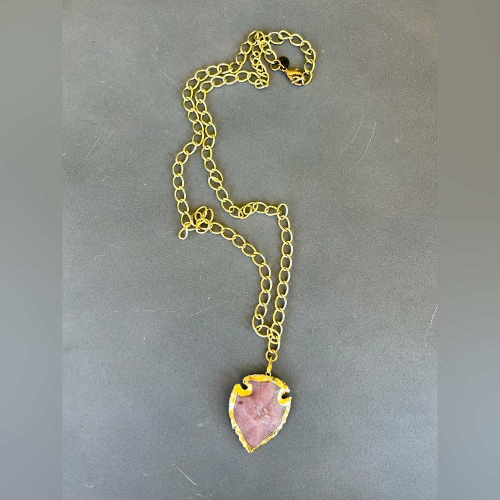 Long stone arrow head statement necklace